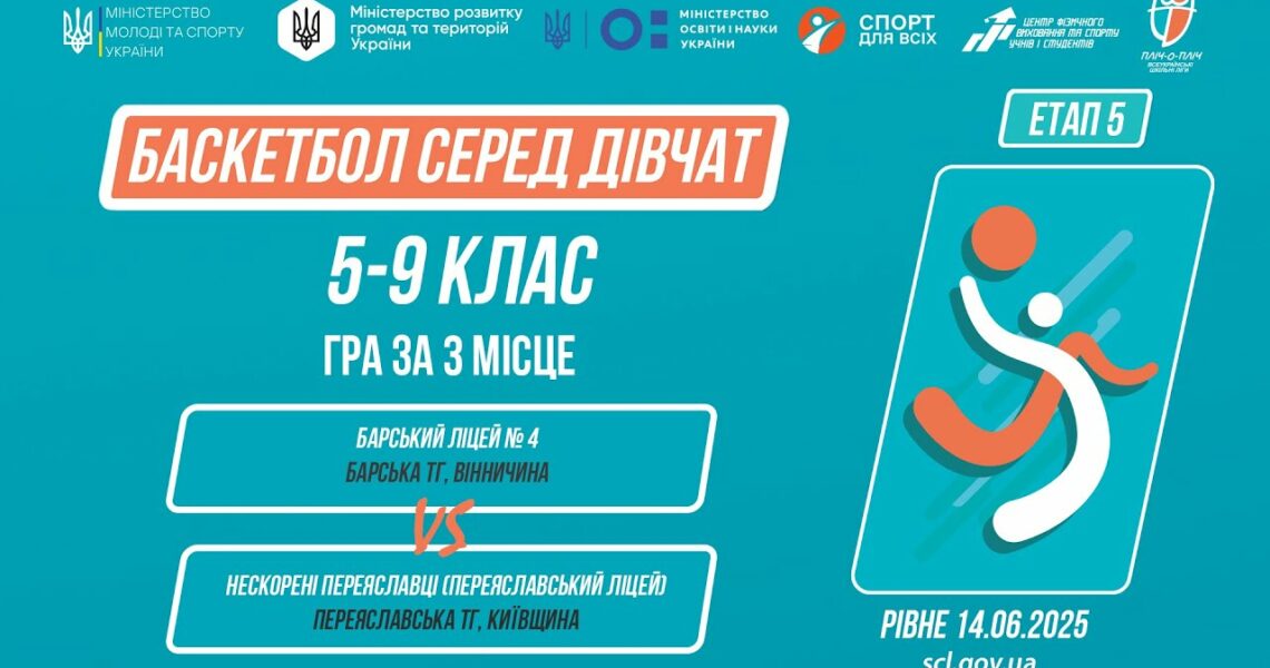 🏀БАСКЕТБОЛ | Дівчата 5-9 класи | Гра за 3 місце | Пліч-о-пліч: Етап 5